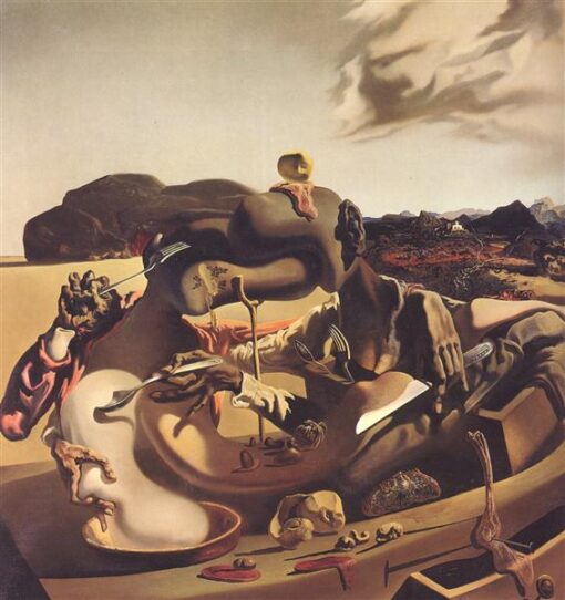 Custom Fine Art Oil Painting of Dalí’s “Autumnal Cannibalism” 1936 – Luxury Surrealist Canvas Art Capturing the Dark Reality of Human Survival and Devastation