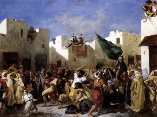 Fanatics of Tangier by Eugène Delacroix – 1837-1838 Captivating Orientalist Canvas for Artistic Spaces