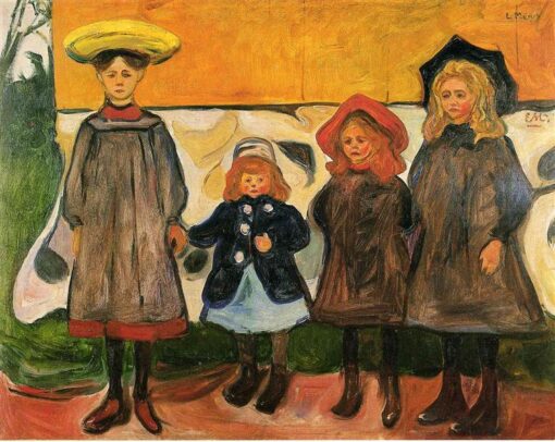 Premium Edvard Munch ‘Four Girls in Åsgårdstrand’ Canvas Oil Art – Custom Crafted, Elegant Artwork for Home and Office Spaces