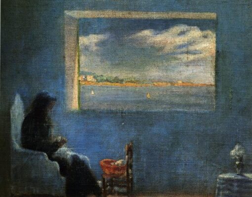 Premium Salvador Dalí “Portrait of Grandmother Ana Sewing” 1921 – Handcrafted Oil Painting on Canvas, Early Surrealist Masterpiece