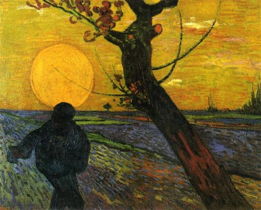 Sower with Setting Sun by Vincent van Gogh – 1888 Oil Painting of Labor and Sunset