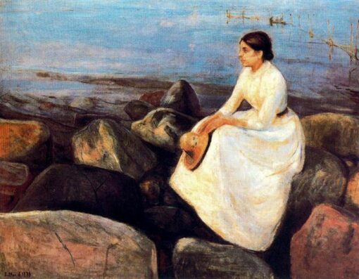 Luxury Edvard Munch ‘Summer Night (Inger on the Shore)’ Canvas Oil Painting – Unique Fine Art, Perfect for Upscale Home & Office Decoration