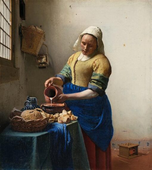 The Milkmaid” by Vermeer – 1660 Oil Painting Reproduction | Beautiful Hand-Painted Canvas Artwork for Art Collectors
