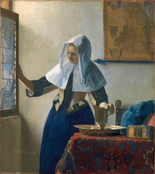 Young Woman with a Water Pitcher” by Vermeer – Stunning Oil Painting Reproduction | High-Quality Hand-Painted Canvas Art for Home Décor